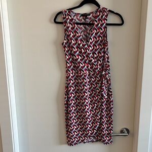 Banana Republic Red and Black Patterned Midi Dress
